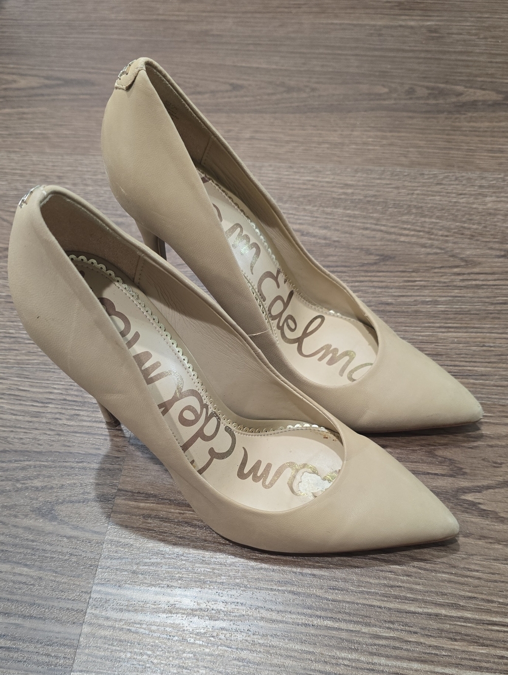Sam Edelman Nude Pointed-Toe Stiletto Pumps 8.5
